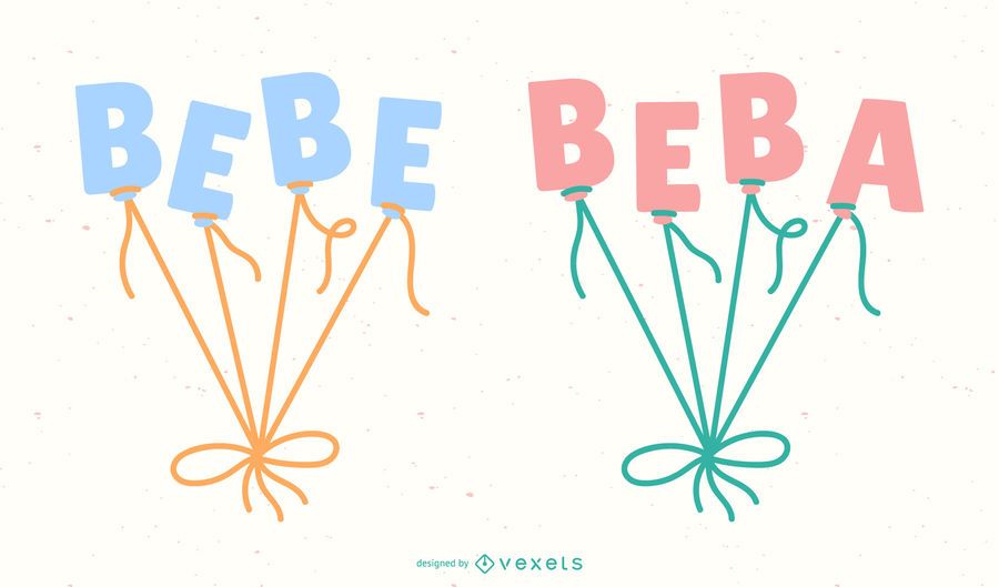 Novo bebê espanhol balão letras Banner conjunto Novo bebê espanhol balão letras Banner conjunto
