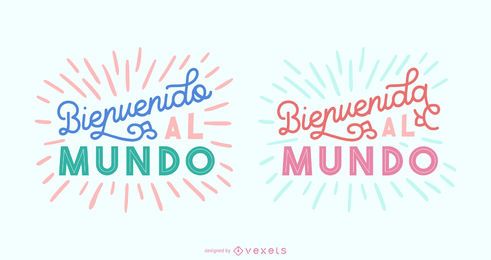 New Baby Spanisch Schriftzug Banner Set