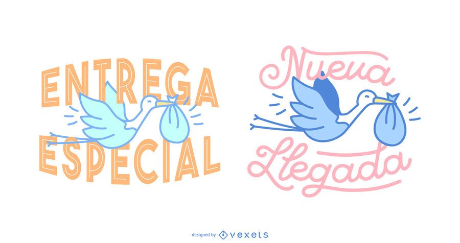 Stork Baby Delivery Spanish Lettering Banners Stork Baby Delivery Spanish Lettering Banners