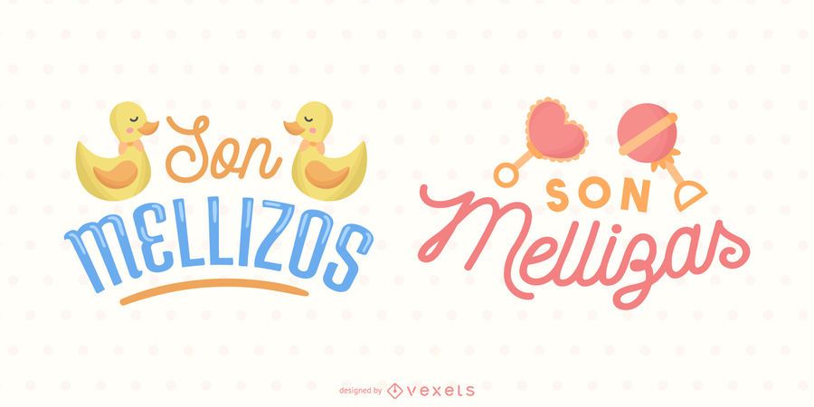 Twin Babies Cute Spanish Lettering Banner Set Twin Babies Cute Spanish Lettering Banner Set