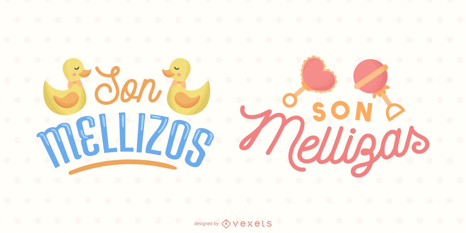 Twin Babies Cute Spanish Lettering Banner Set
