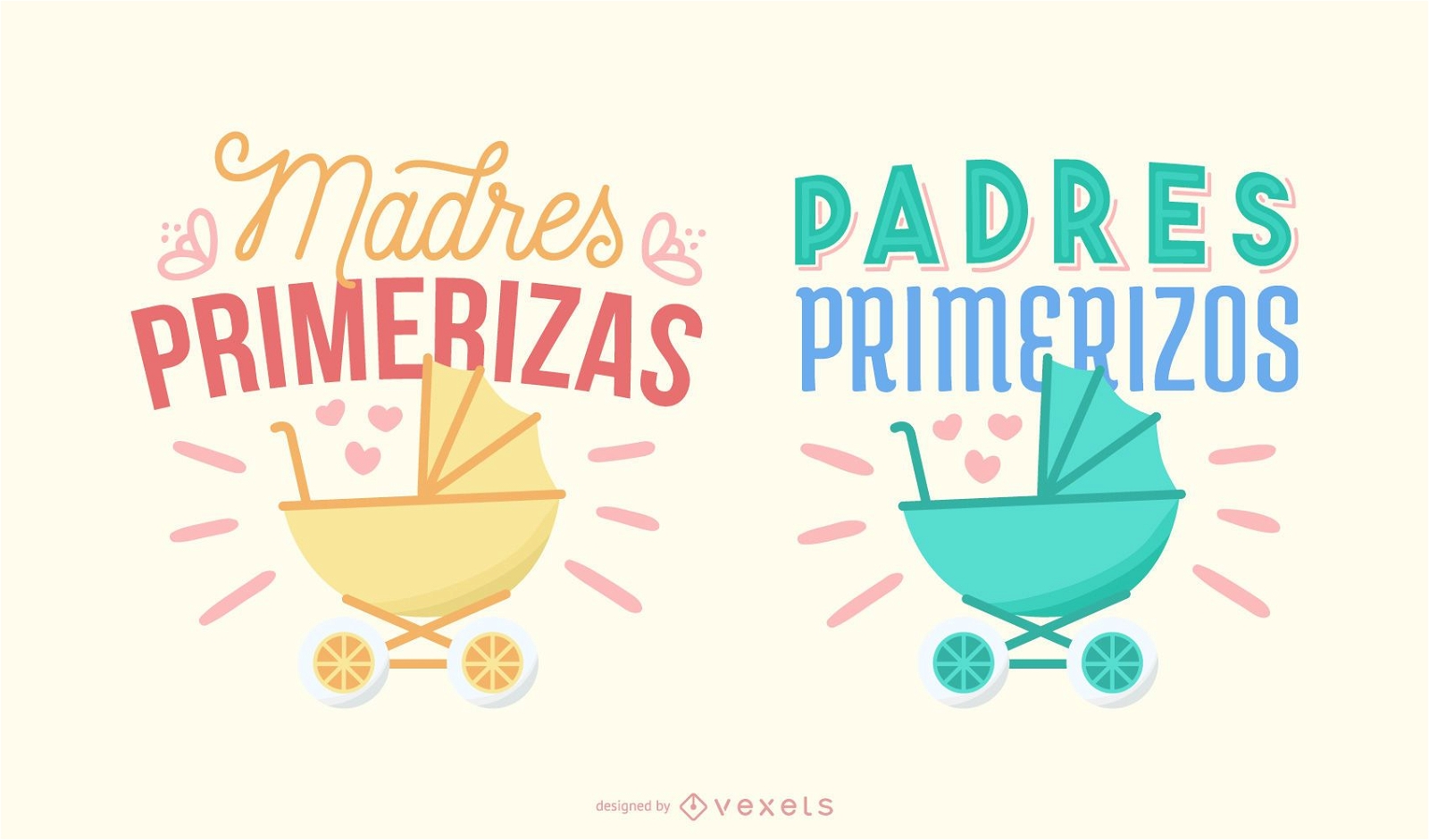 Conjunto de banners de letras en español para nuevos padres
