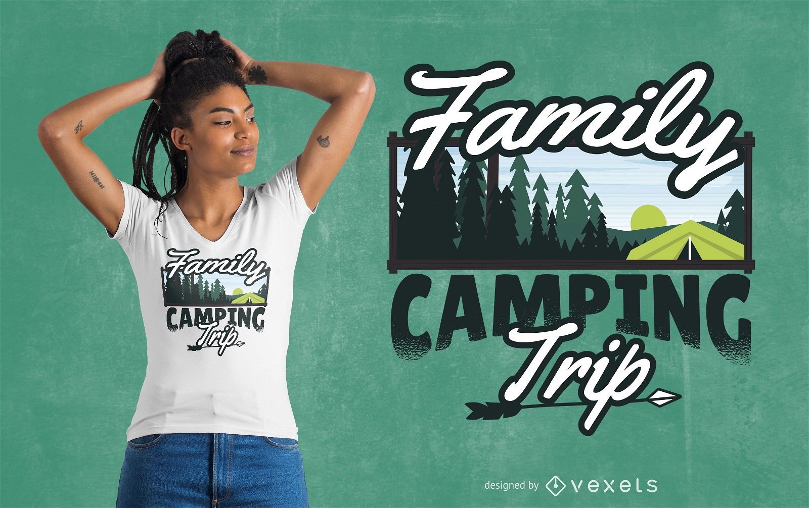 Design de t-shirt para viagem de acampamento em fam?lia