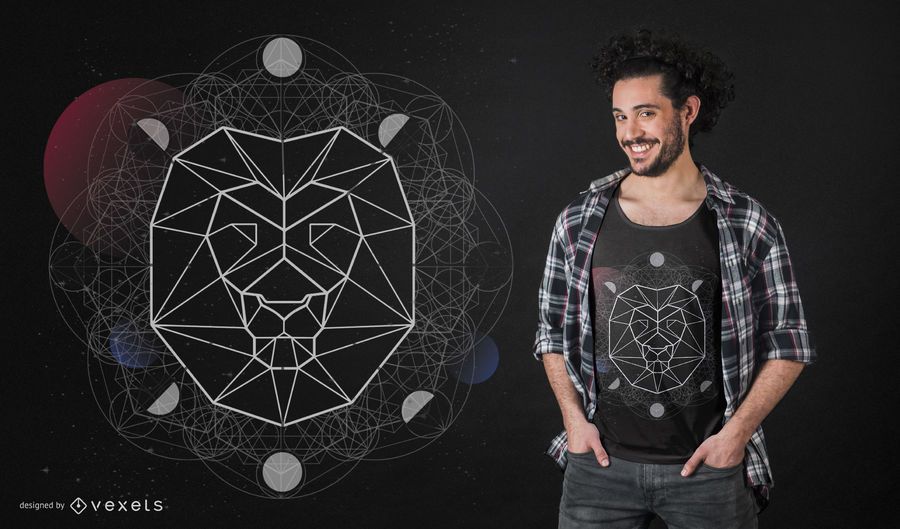 Geometric Lion Head T-Shirt Design Geometric Lion Head T-Shirt Design