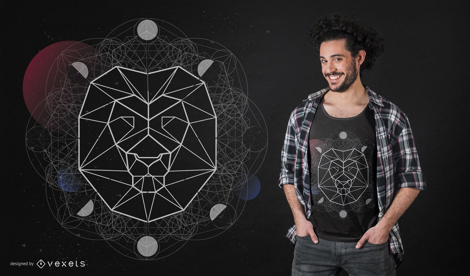 Geometrisches Löwenkopf-T-Shirt Design