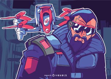 Mann mit Brummenillustration Mann mit Brummenillustration