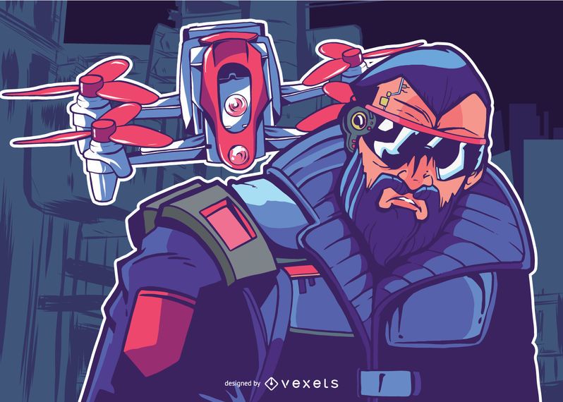 Man with Drone illustration Man with Drone illustration