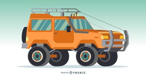 Orange 4x4 Car Illustration 