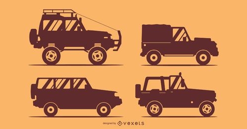 Ilustração de 4 silhuetas de carros