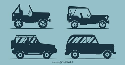 Siluetas de 4 coches ilustración