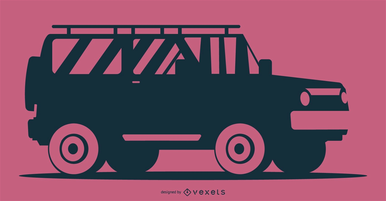 Ilustração da silhueta do carro com fundo rosa