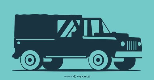 Blue silhouette Pick-Up Truck Illustration