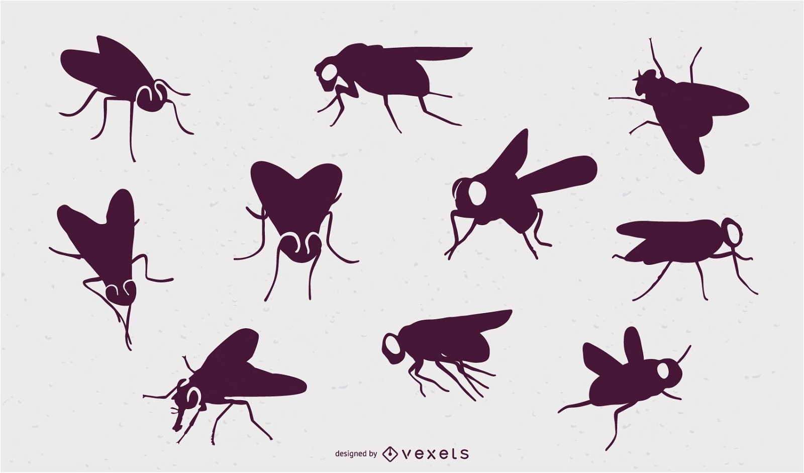 Silhuetas de inseto voador