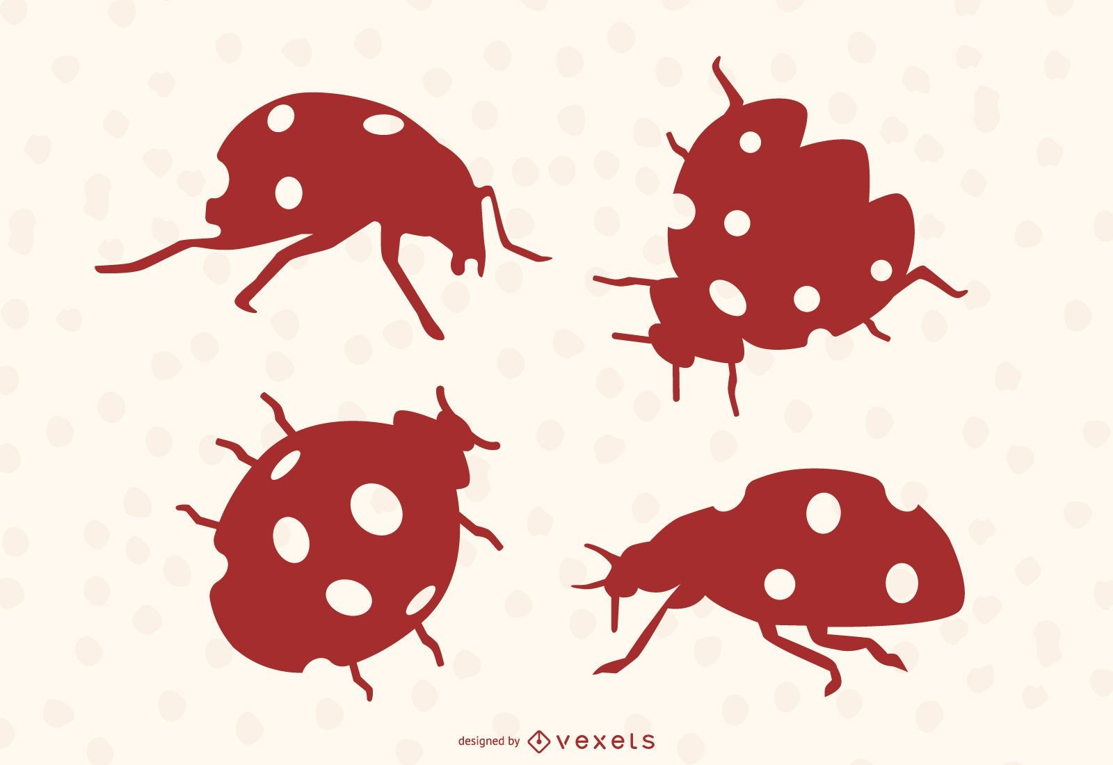 Ladybug silhouettes set