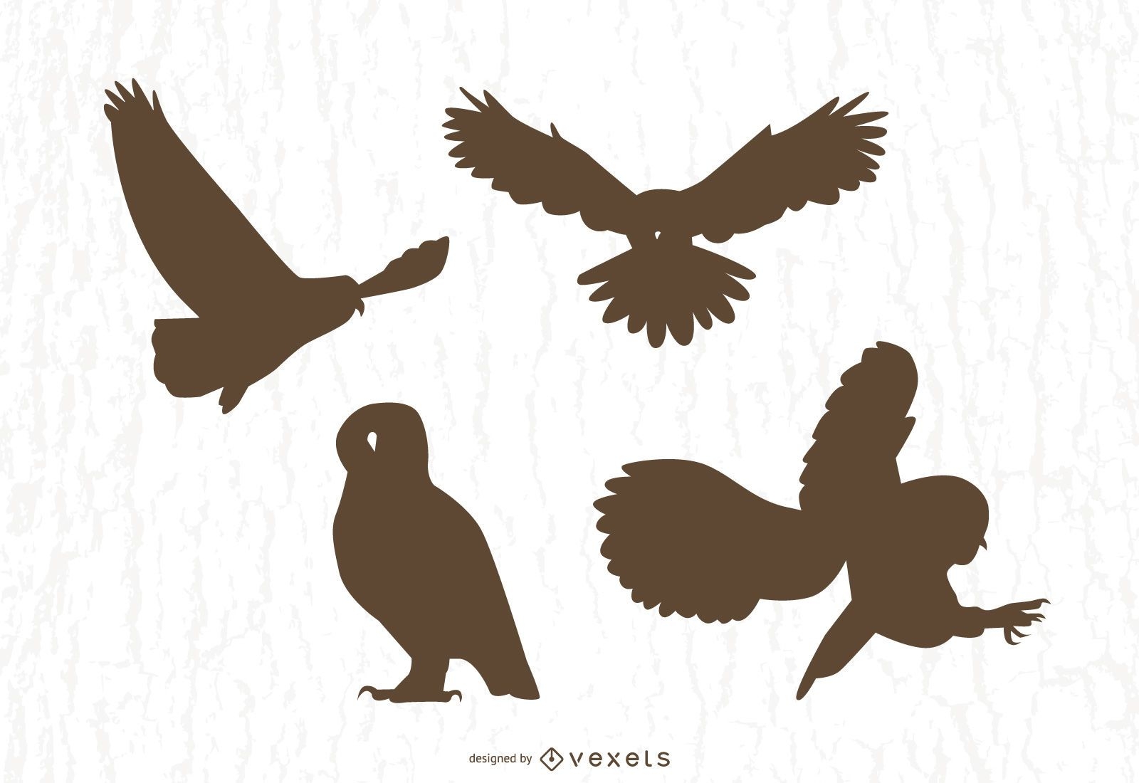 Owl silhouettes vector set