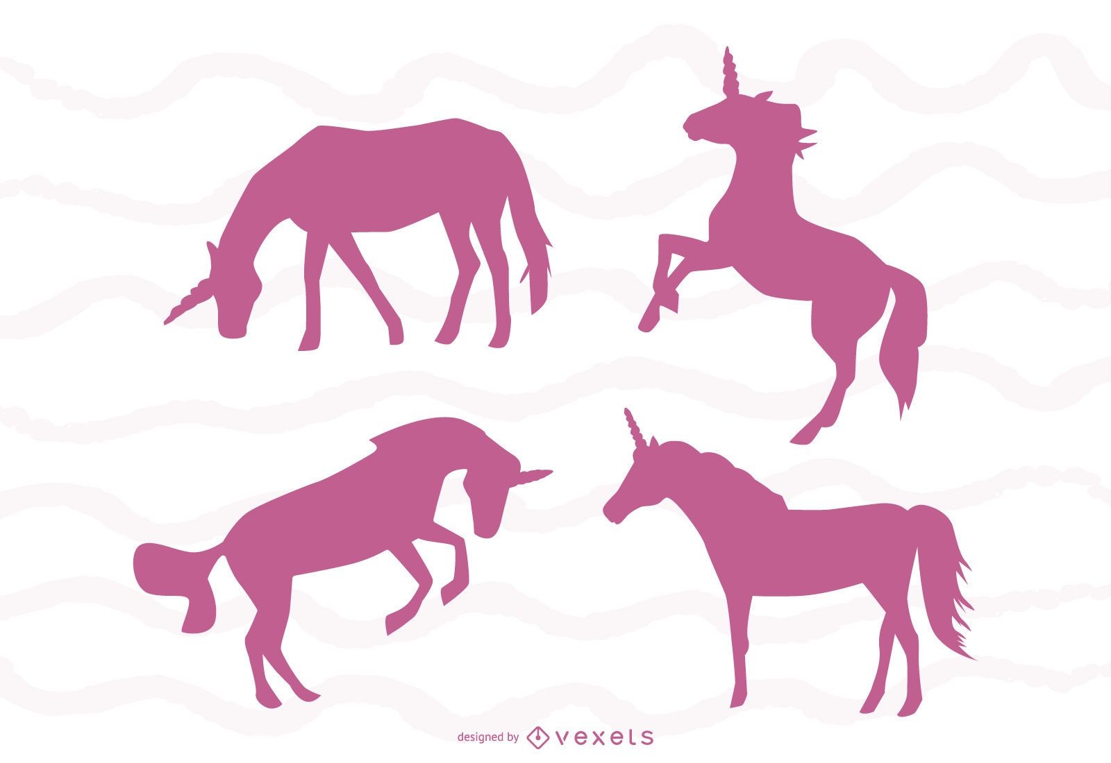 Unicorn silhouettes set