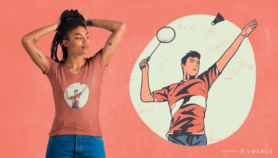 BADMINTON-SPIELER-T-SHIRT ENTWURF BADMINTON-SPIELER-T-SHIRT ENTWURF