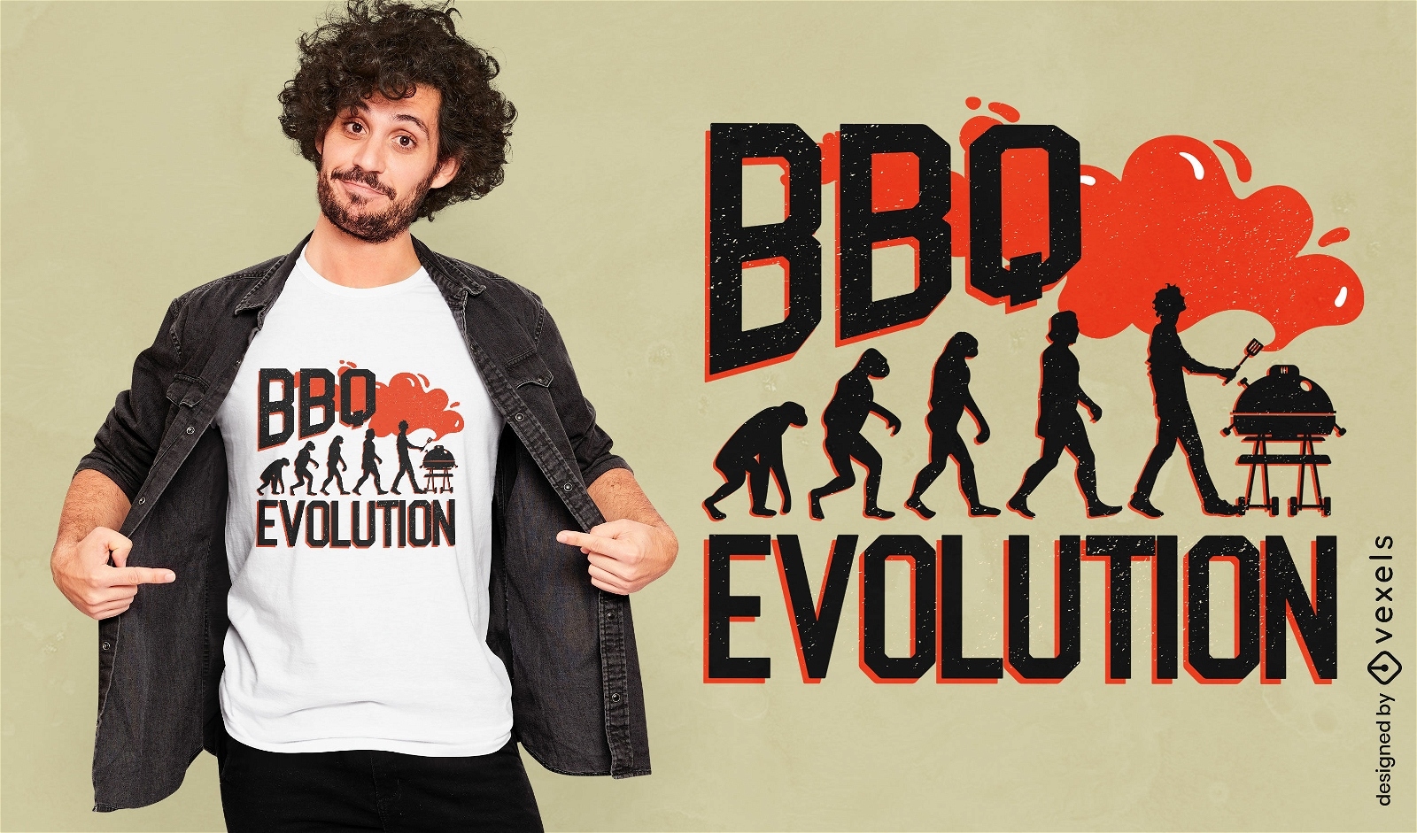 Design de camiseta de evolu??o para churrasco