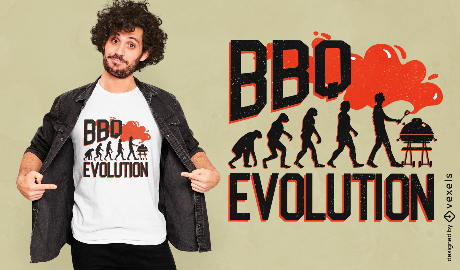 Design de camiseta de evolução para churrasco