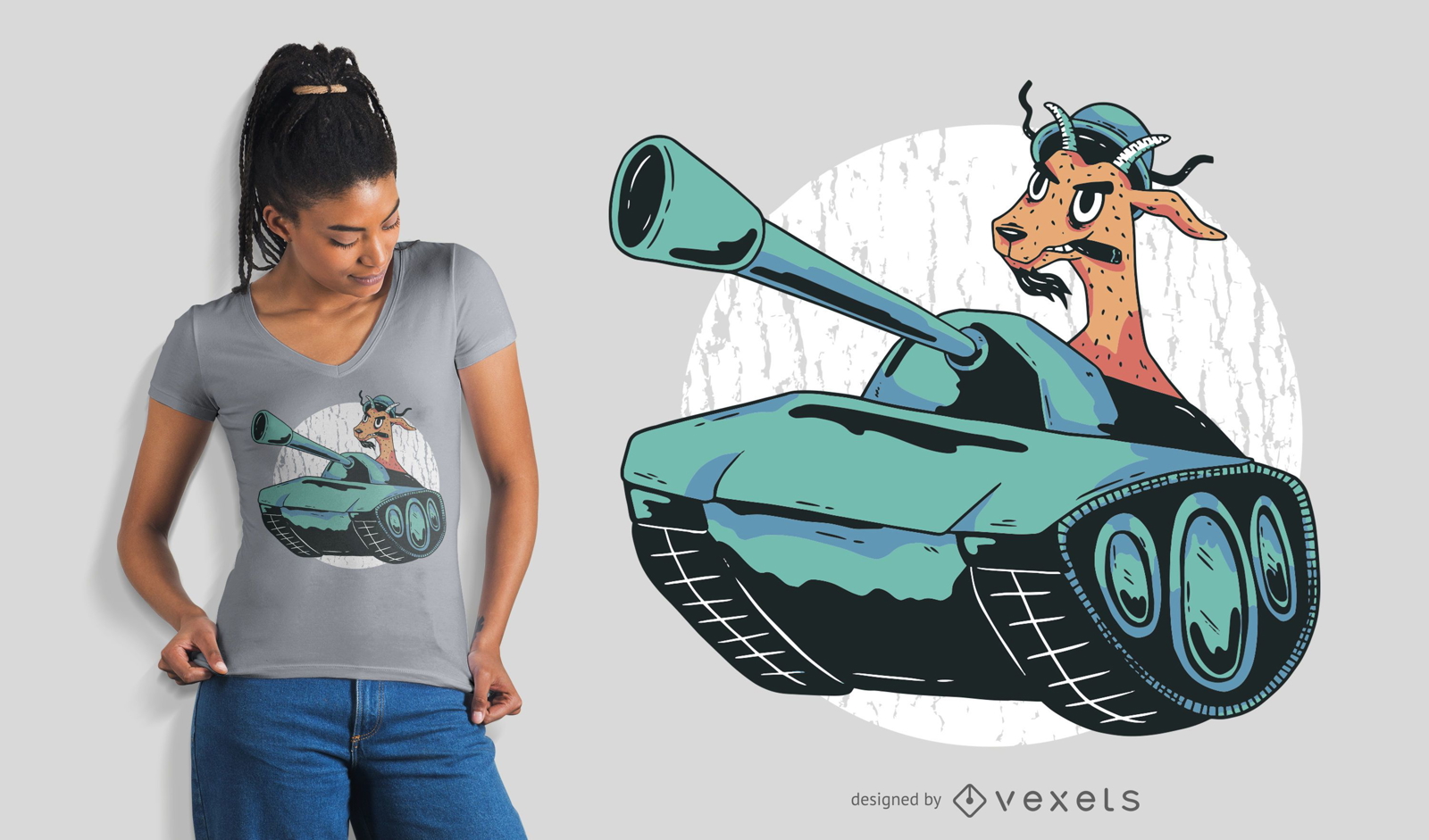 Diseño de camiseta de cabra militar