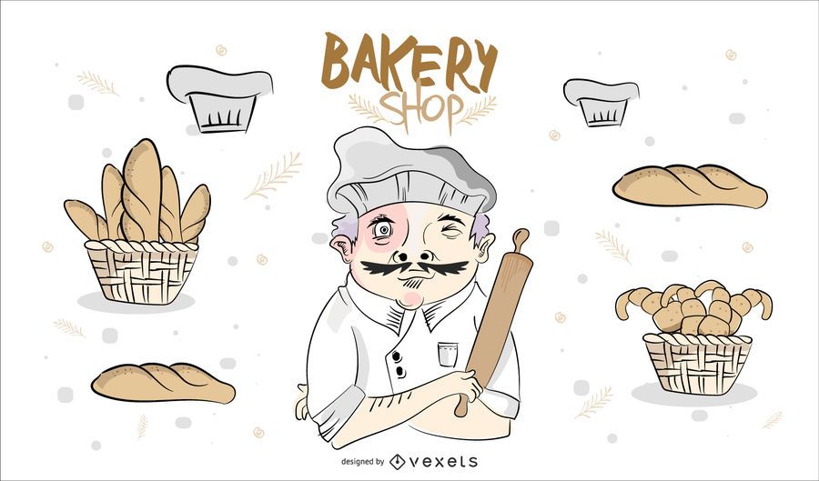 Hand Drawn Bakery Shop Design Hand Drawn Bakery Shop Design
