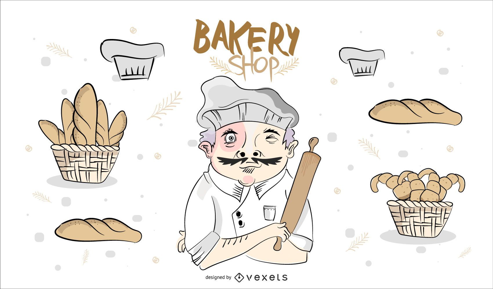 Desenho de padaria desenhado à mão