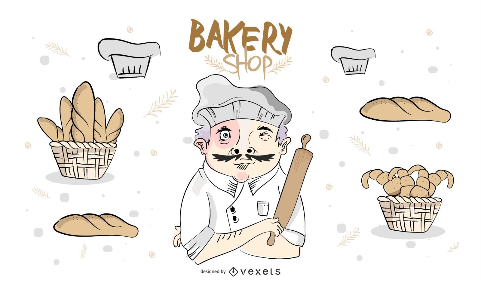 Diseño de tienda de panadería dibujado a mano