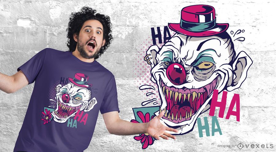 Diseño de camiseta de risa de payaso espeluznante Diseño de camiseta de risa de payaso espeluznante