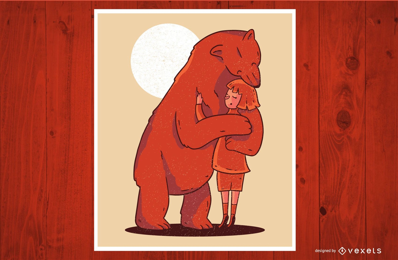 Girl Bear Hugging Card