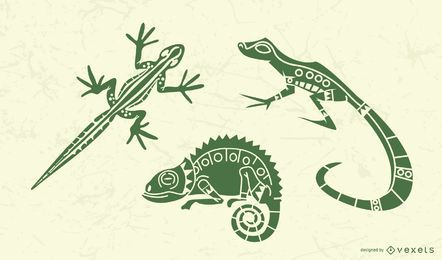 Elegante conjunto de silueta de lagarto Elegante conjunto de silueta de lagarto