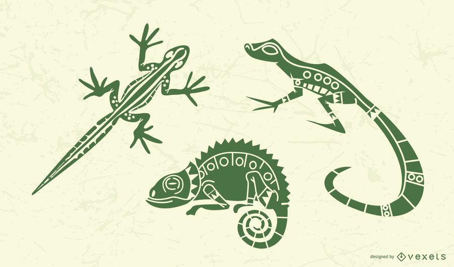 Stylish Lizard Silhouette Set Stylish Lizard Silhouette Set