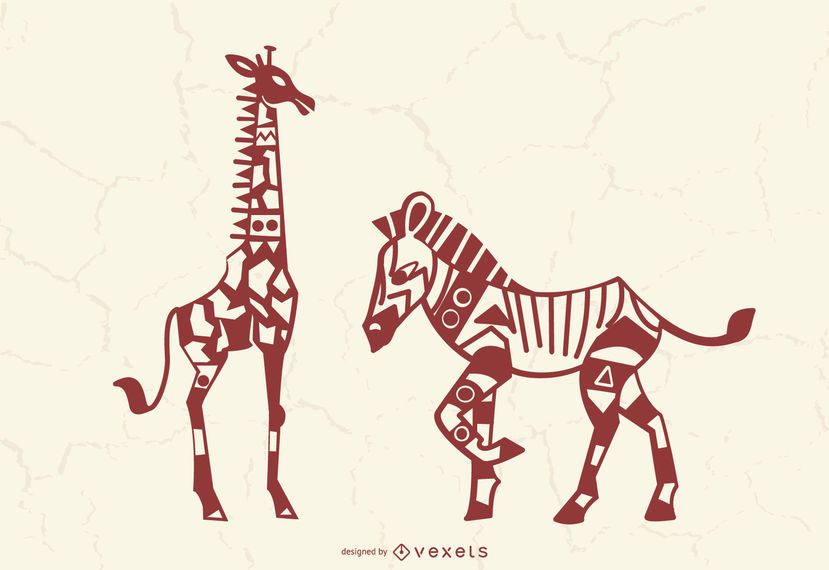 Silhuetas de animais de savana Silhuetas de animais de savana