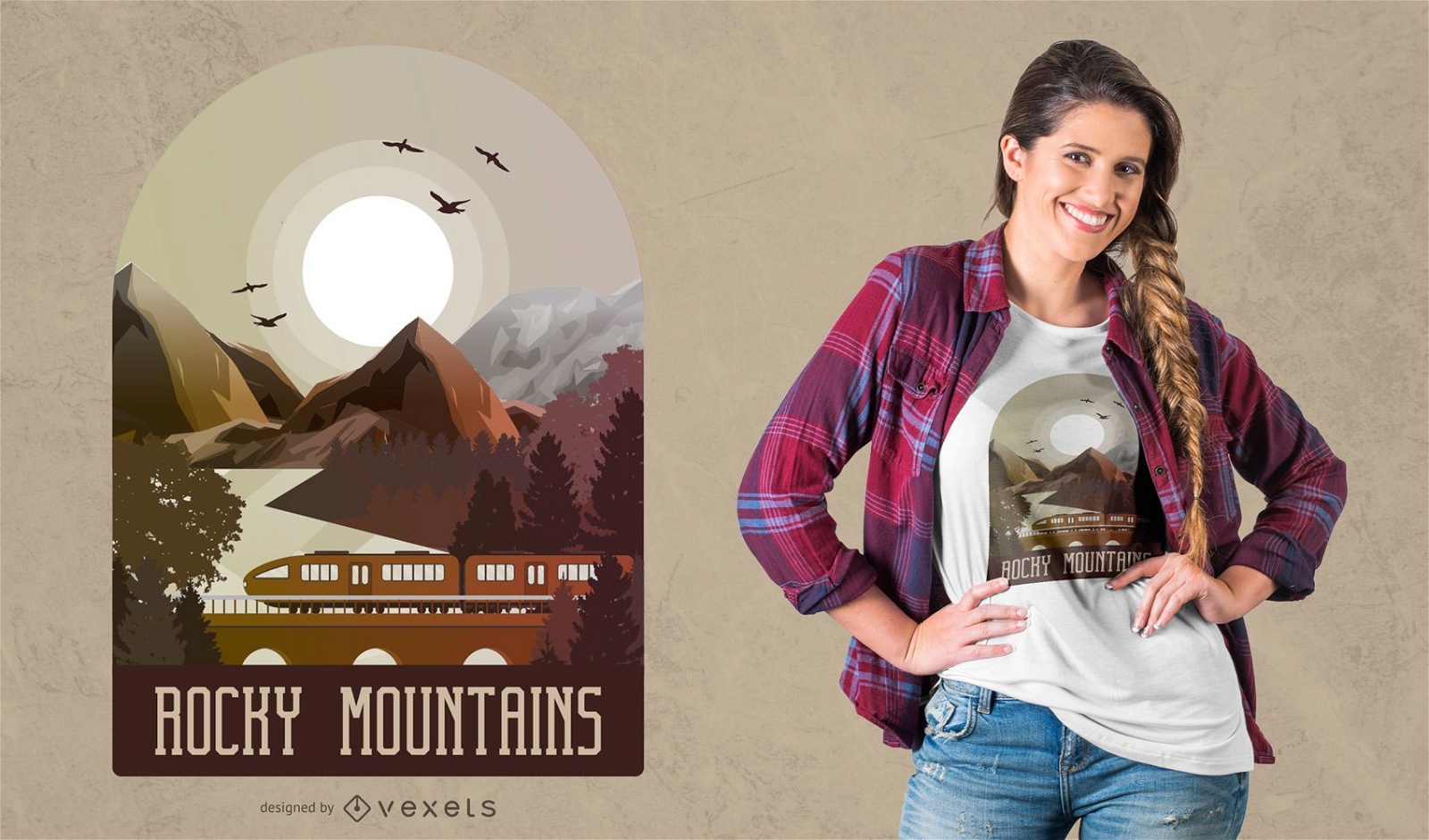 Design de camisetas para o rio Rocky Mountains