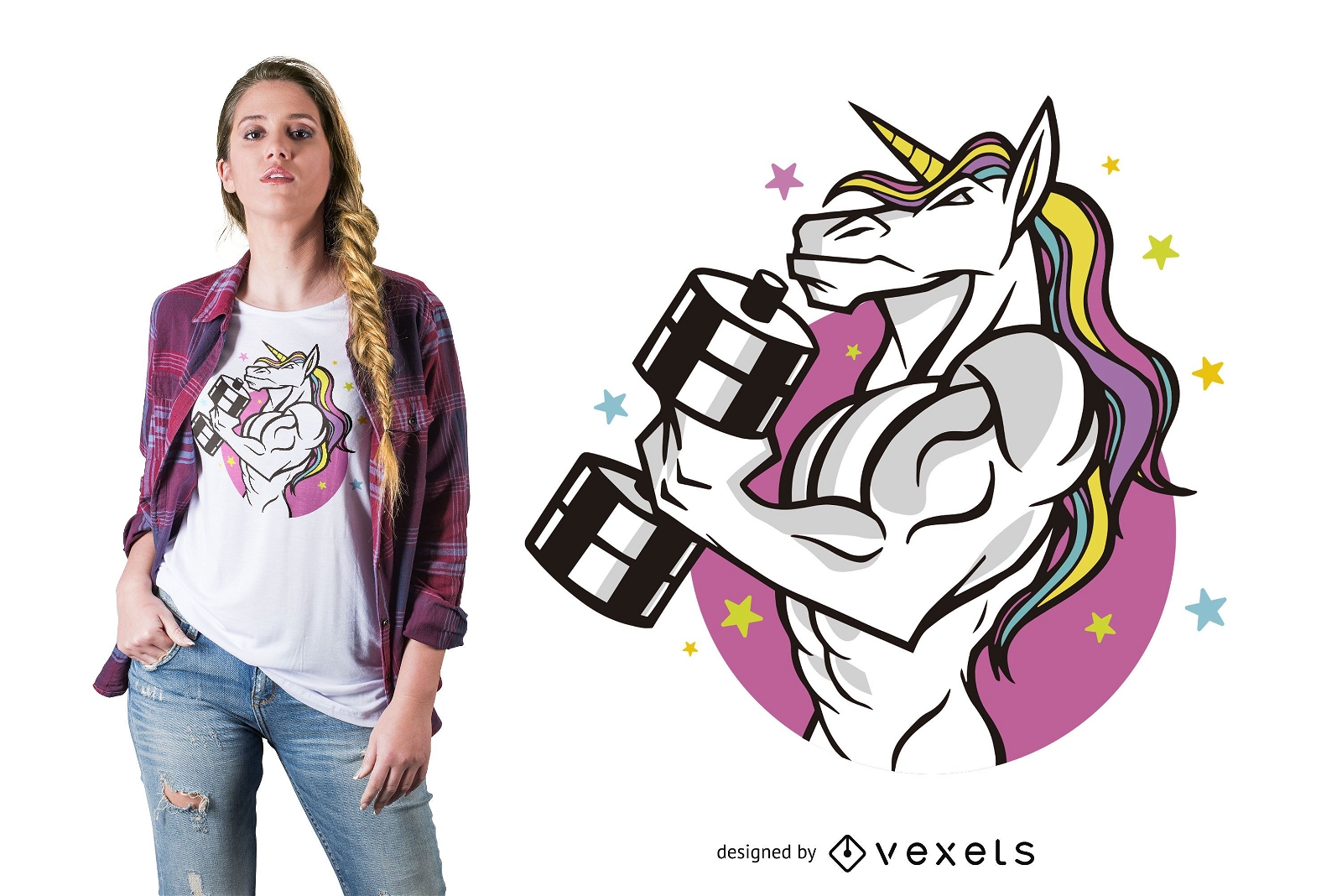 Diseño de camiseta de unicornio musculoso