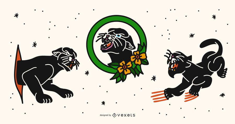 Panther Tattoo Design Set Panther Tattoo Design Set