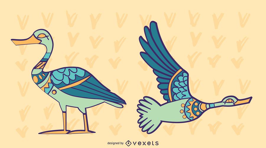 Stilvolles farbiges Enten-Set Stilvolles farbiges Enten-Set
