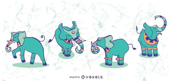 Stilvolle Elefant-gesetzte Illustration Stilvolle Elefant-gesetzte Illustration