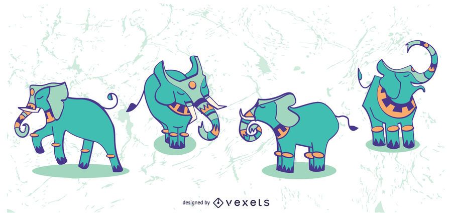Elegante ilustración de conjunto de elefante Elegante ilustración de conjunto de elefante