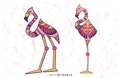 Conjunto de ilustración de flamenco con estilo