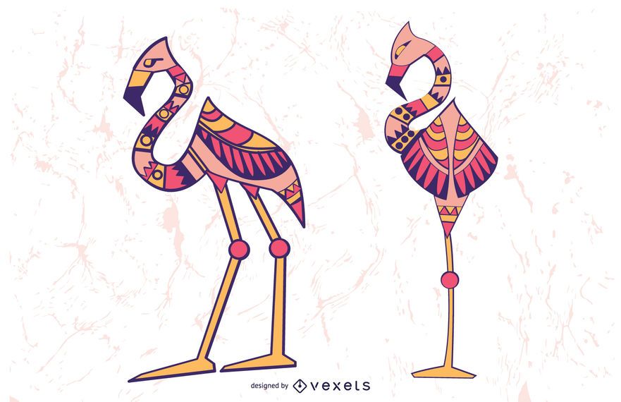 Stylish Flamingo Illustration Set Stylish Flamingo Illustration Set