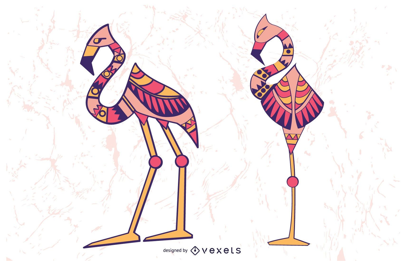 Stilvolles Flamingo-Illustrationsset