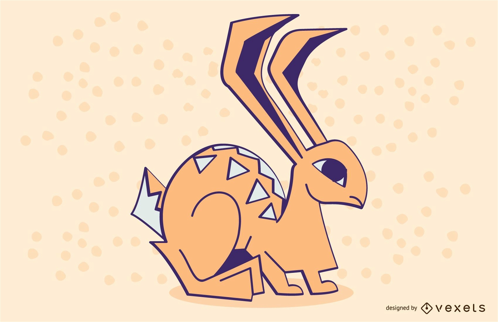 Diseño de ilustración de conejo coloreado con estilo