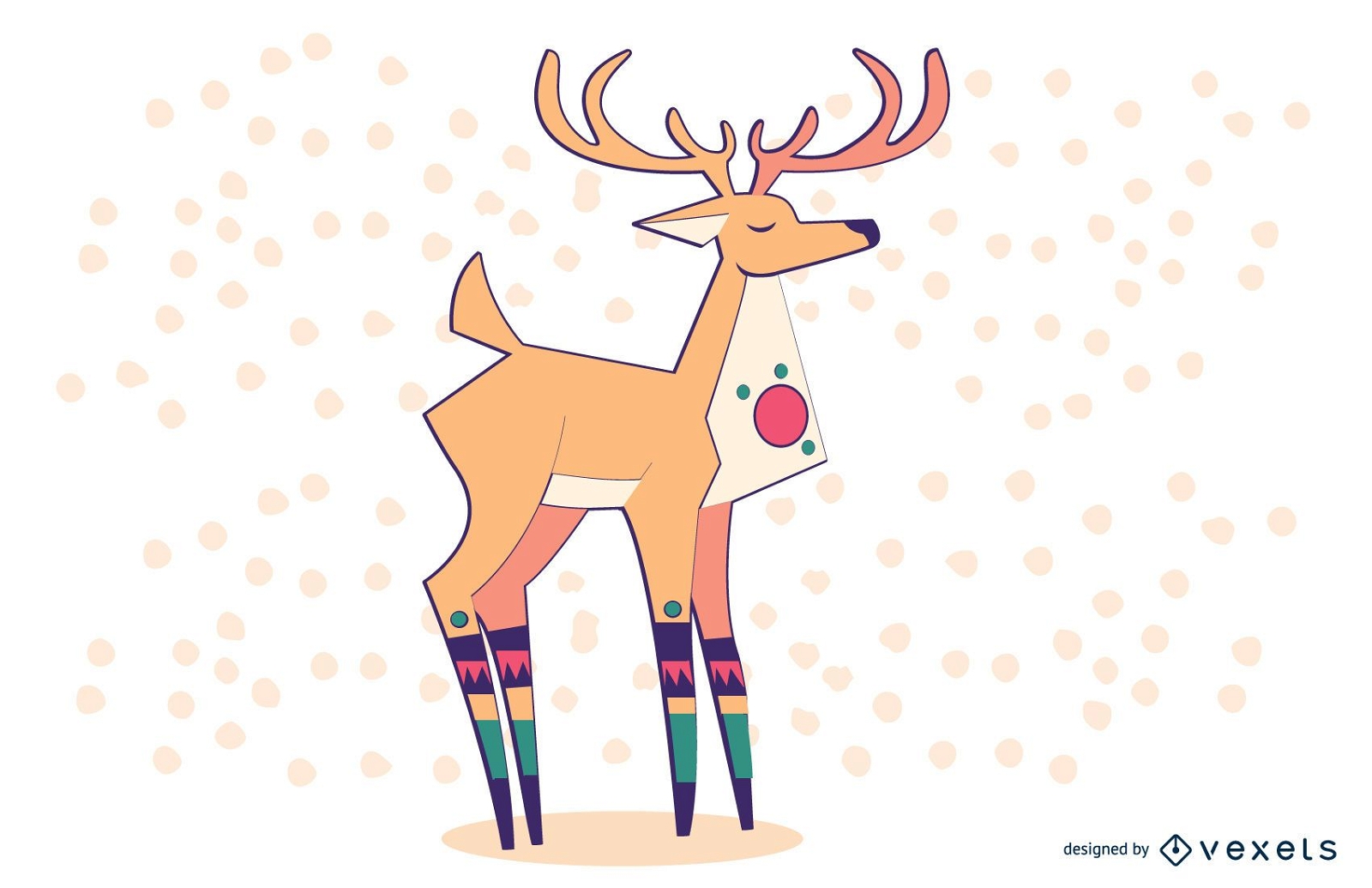Stylish Colored Reindeer Illustration