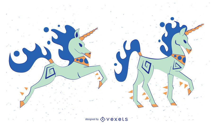 Stylish Colored Unicorn Vector Set Stylish Colored Unicorn Vector Set