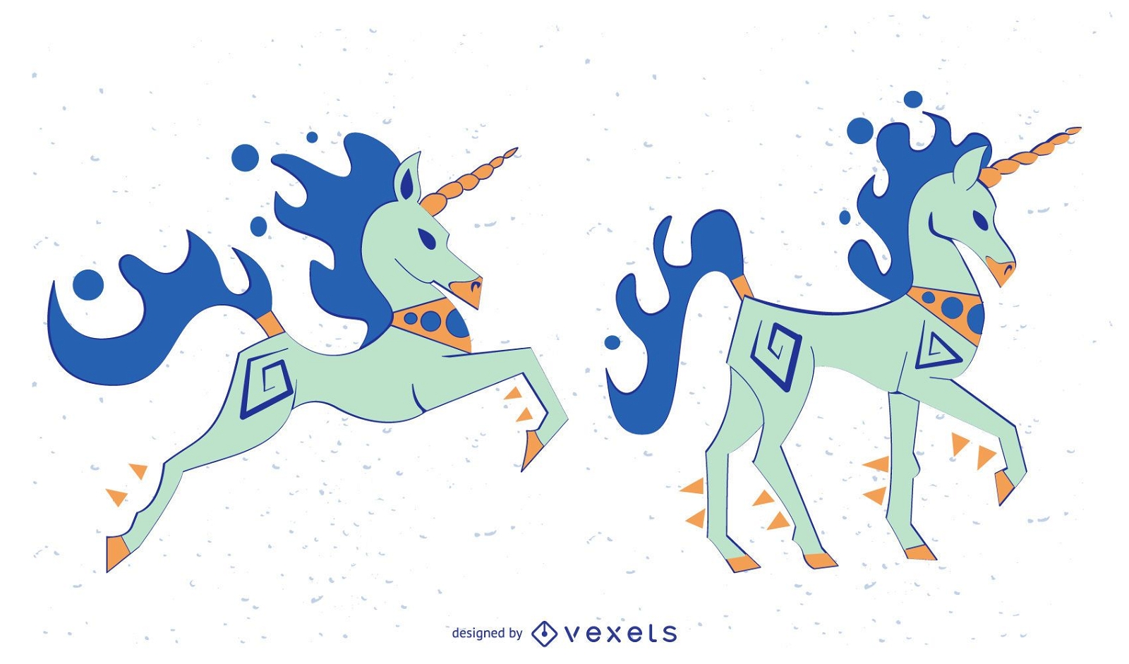 Stylish Colored Unicorn Vector Set