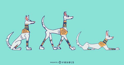 Stilvolles farbiges weißes Hundeset Stilvolles farbiges weißes Hundeset