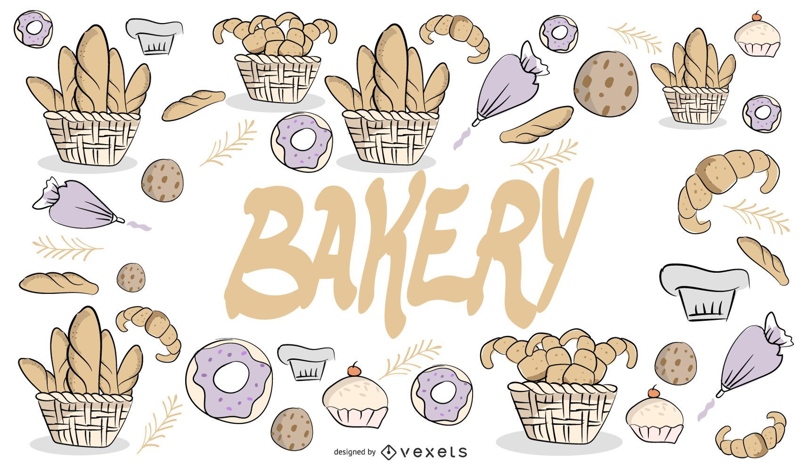 Hand gezeichnete Bäckerei Design