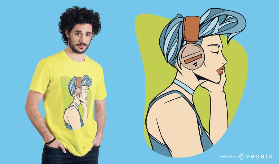 Musik-Mädchen-T-Shirt Entwurf Musik-Mädchen-T-Shirt Entwurf