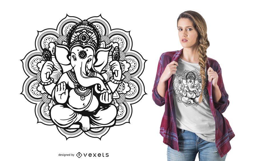Projeto do t-shirt da mandala de Ganesh Projeto do t-shirt da mandala de Ganesh