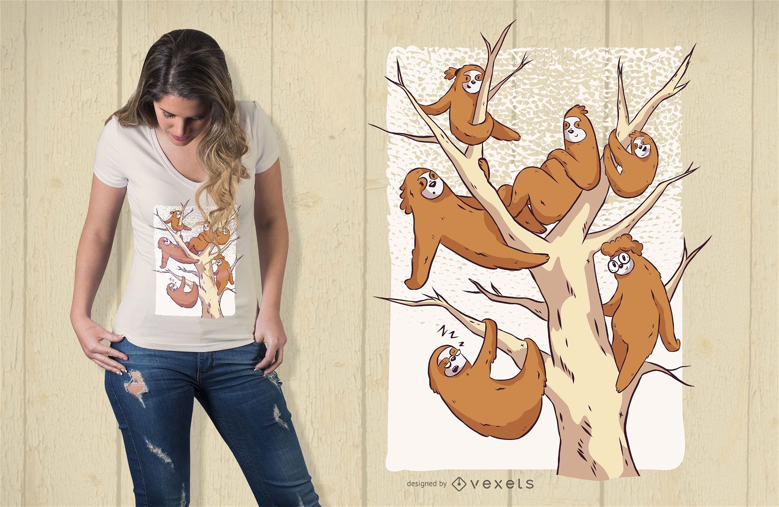 Sloth family t-shirt design